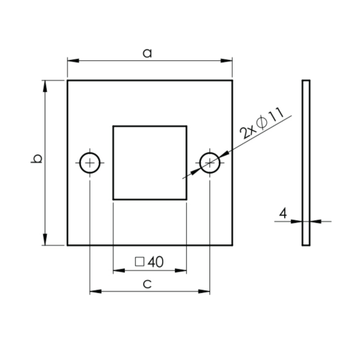 Płytka montażowa surowa 88x88 mm do prof. 40x40x2  #2
