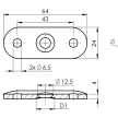 Blaszka montażowa poręczy 64x24x4mm do rury fi42,4 #3