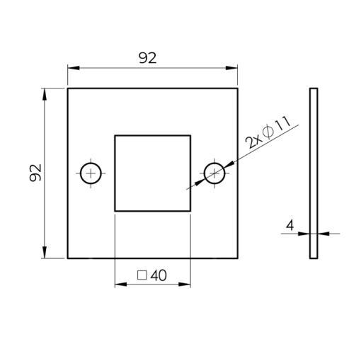 Płytka montażowa surowa D 92x92 do prof. 40x40x2 #1