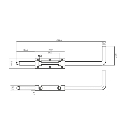 Rygiel do bramy lub furtki 300 x 12,7 mm #1