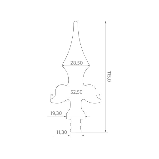Grot stalowy 12x12 / 115 x 53 mm #1