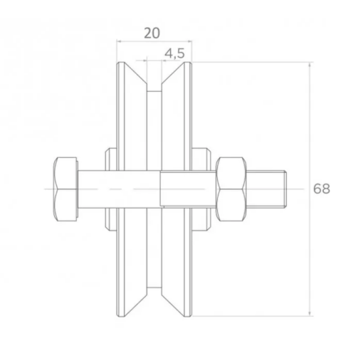 Rolka jezdna stalowa typu "V" Fi 68x20 mm #4