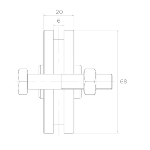 Rolka jezdna stalowa typu "  T " Fi 68x20mm #4