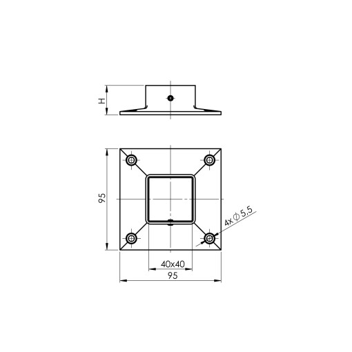 Stopa montażowa satyna D 95x95 do prof. 40x40 #2