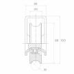 Rolka jezdna stalowa typu "V" fi 90x20 mm #3