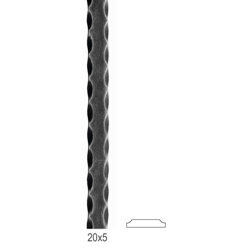 Płaskownik fakturowany 20 x 5 mm / L 3000 mm