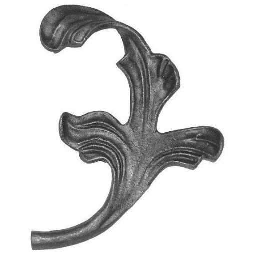 Liść stalowy ozdobny H165 x L125 x 4 mm prawy