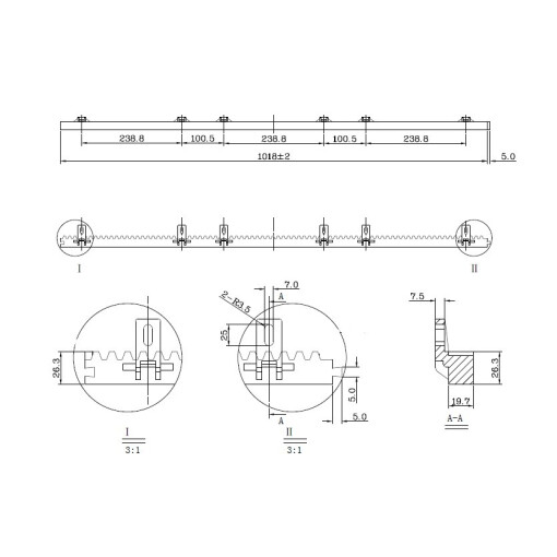 Listwa zębata tworzywo L 1000x20 mm  #5