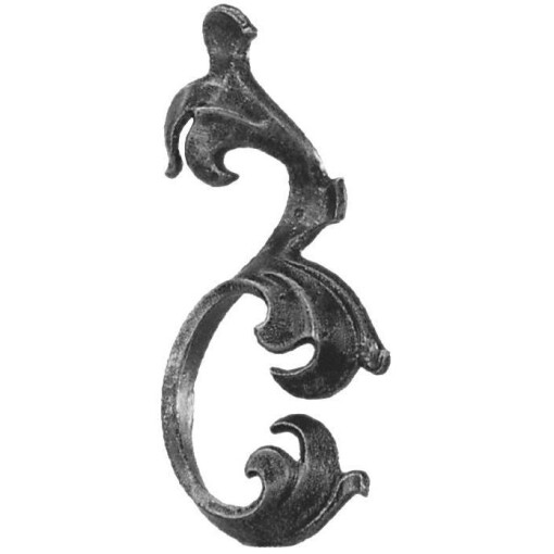 Liść stalowy ozdobny H180 x L85 x 4 mm prawy