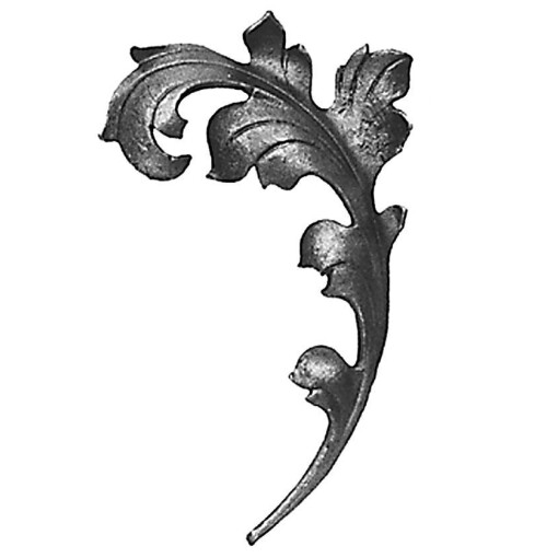 Liść stalowy ozdobny H250 x L150 x 4 mm lewy