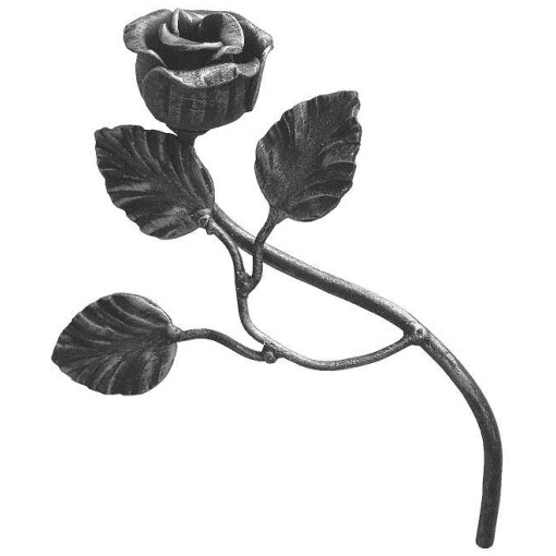 Róża stalowa ozdobna H 240 x L 140 mm 