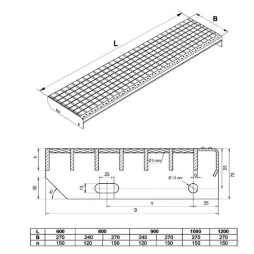 Krata stopień 600x270 pł 30x2/34x38 mm ocynk #2