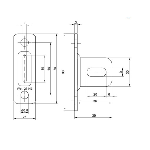 Łącznik przęsła ogrodzeniowego H80 x L25 x 3 mm #5