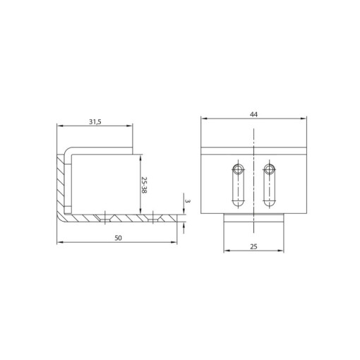 Prowadzenie dolne do drzwi reg. 25-38mm Barn Door #5