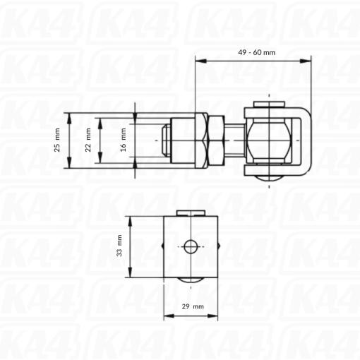 Zawias metalowy regulowany ocynkowany M16 #3