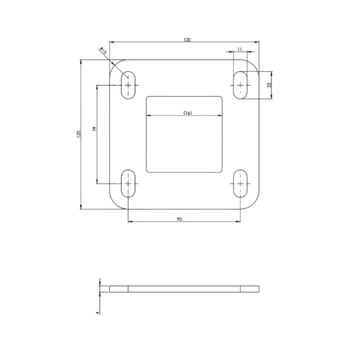 Płytka montażowa stalowa 120x120 mm do prof. 60x60 #4