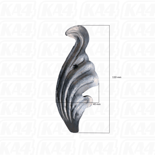 Liść stalowy ozdobny H110 x L40 x 2mm lewy #2
