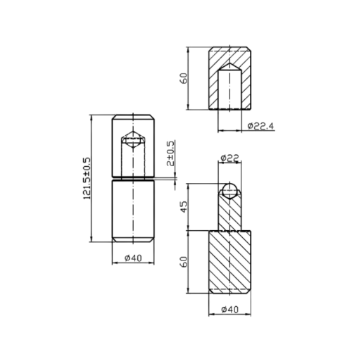 Zawias toczony z kulką Fi 40 / H 120 mm #3