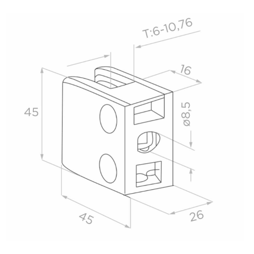 Uchwyt do szkła 45X45x26 mm satyna #2