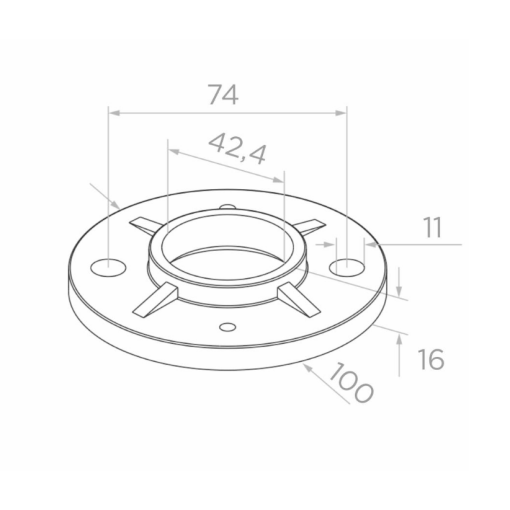 Stopa montażowa fi 100/ H 16 mm na rurę fi 42,4  #4