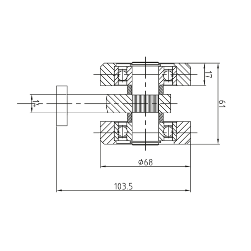 Wózek jezdny 80x80 metalowy podwieszany 3 rolkowy  #4