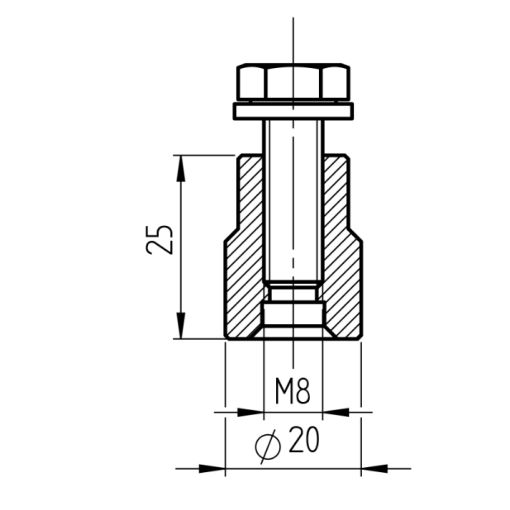 Tuleja mocująca do listwy zębatej metalowej 1000x8 #6