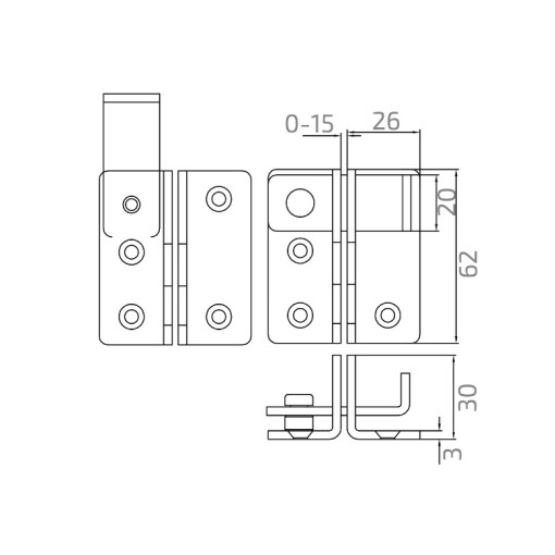 Zasuwa do furtki 60x62 mm wrzeciądz z ryglem prawy #2
