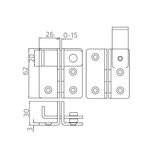 Zasuwa do furtki 60x62 mm wrzeciądz z ryglem lewy #4