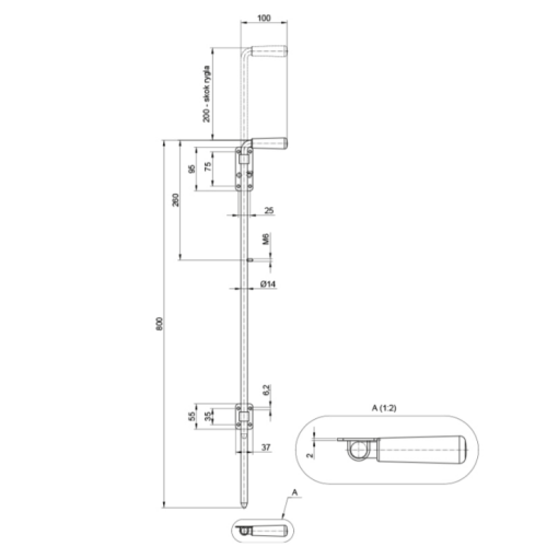 Rygiel stalowy dolny do bramy 800 x 16 mm ocynk #2