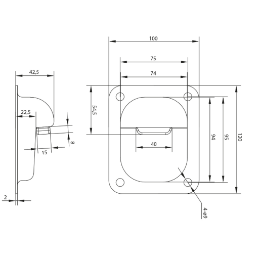 Stoper do bram z odbojem gumowym 120x100 / H43 mm #2